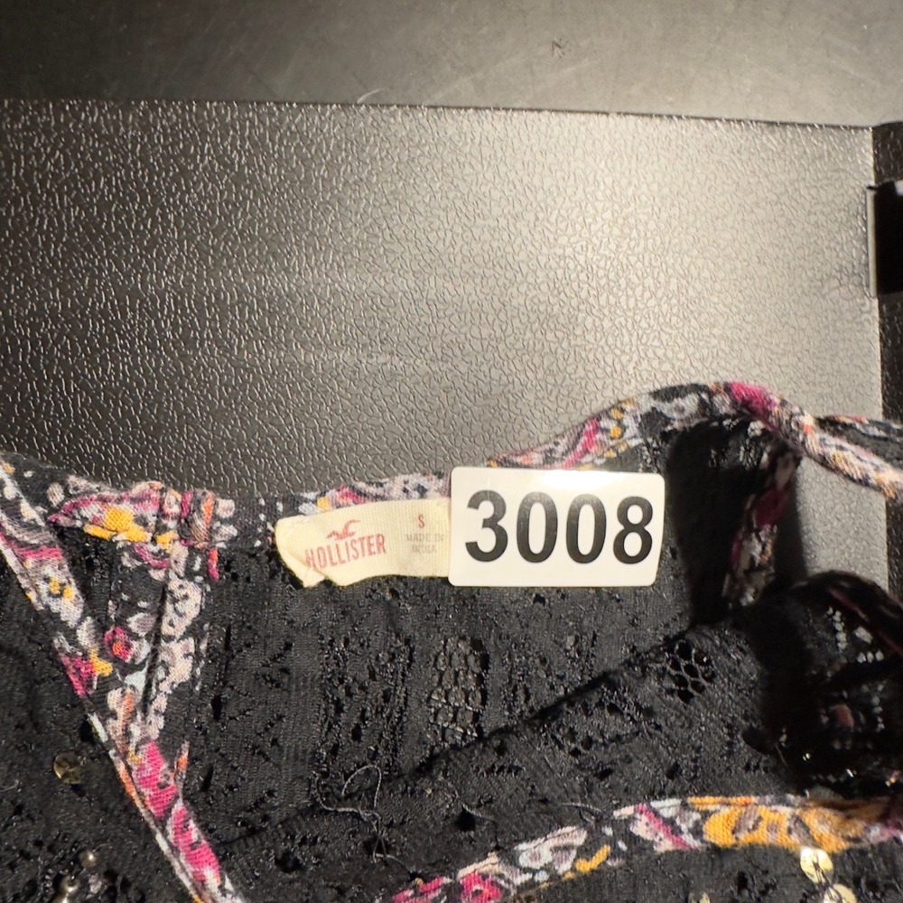 Y2K Hollister Paisley Babydoll Tank Top Womens Small Black Boho Festival Lace - Picture 3 of 5